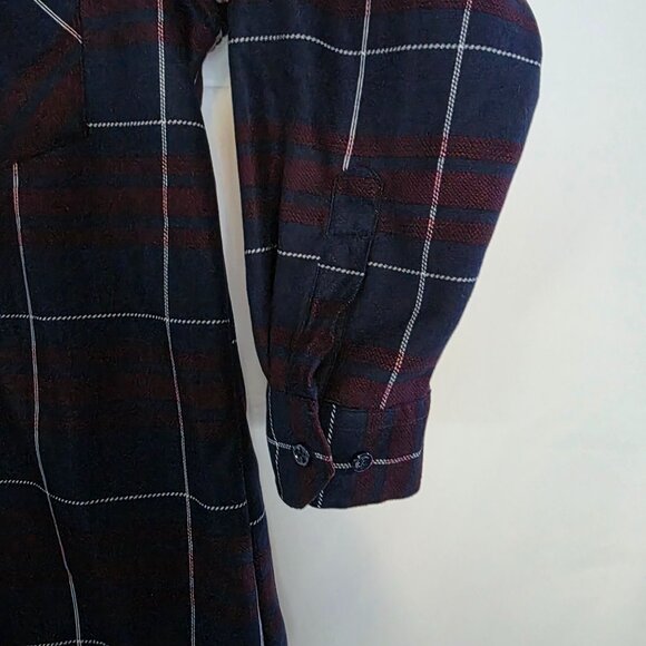 Mens Navy Blue Plaid Flannel Button Down Shirt Xl Soft Fleece Lined - Picture 4 of 8